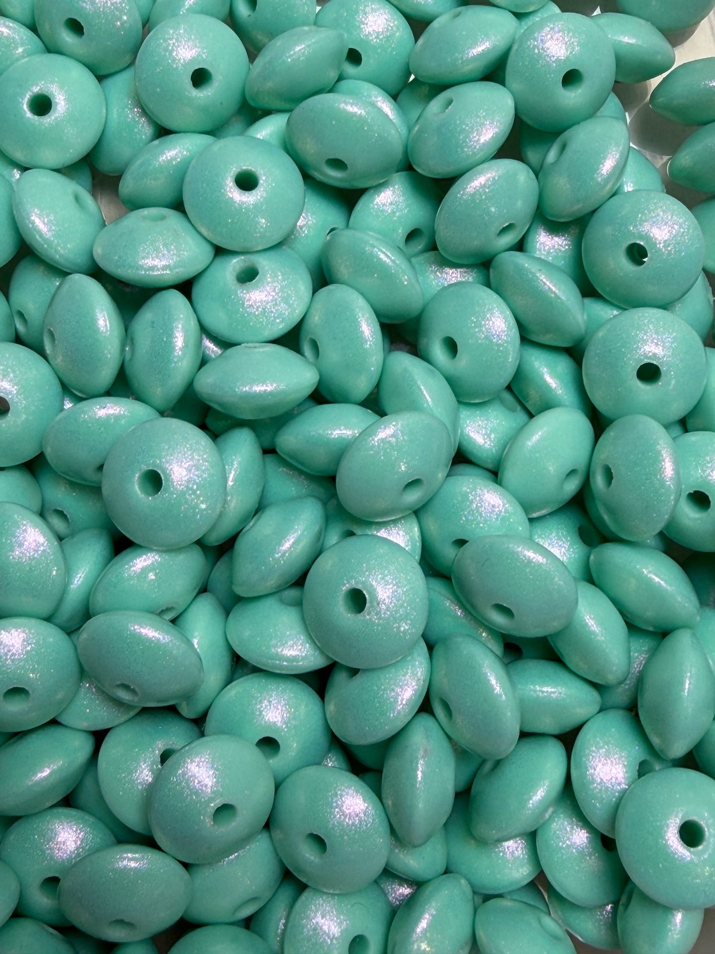 12mm Lentil Opal Mint Silicone Bead, Pearl Lentil
