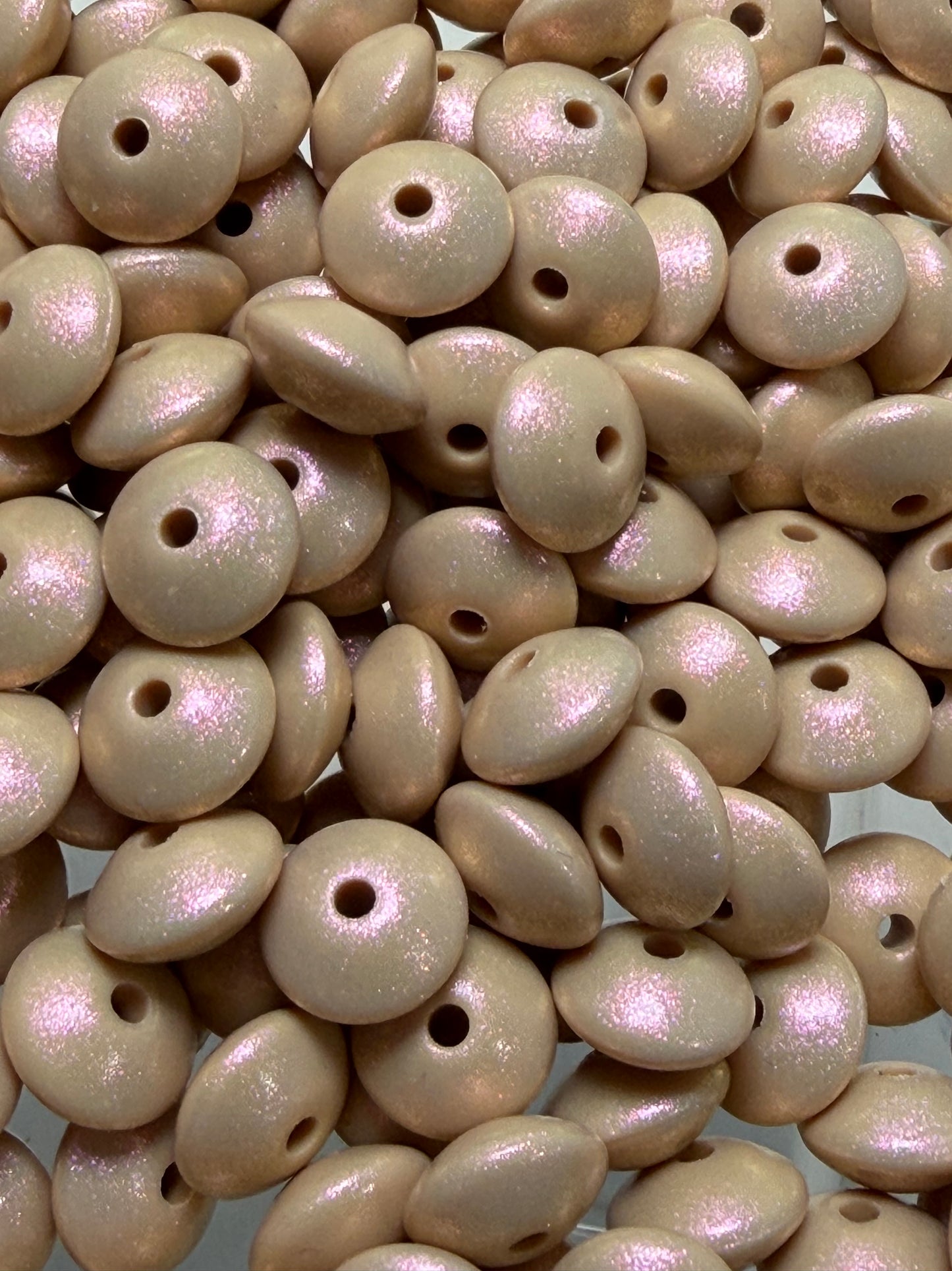 12mm Lentil Opal Oatmeal Silicone Bead, Pearl Lentil