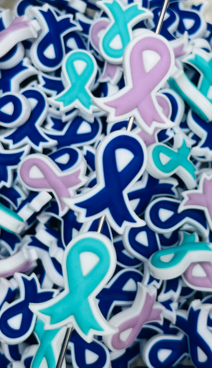 Awareness Ribbon Focal Bead, Health Silicone Bead