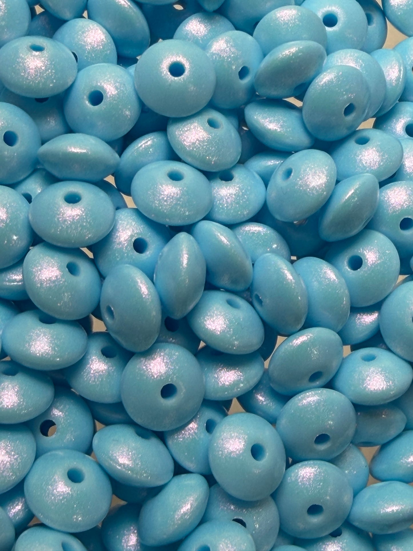 12mm Lentil Opal Ice Silicone Bead, Pearl Lentil