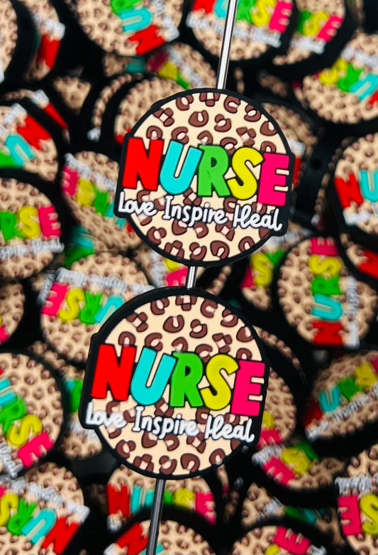 Love Inspire Heal Nurse Silicone Focal Bead, Nurse Focal Bead