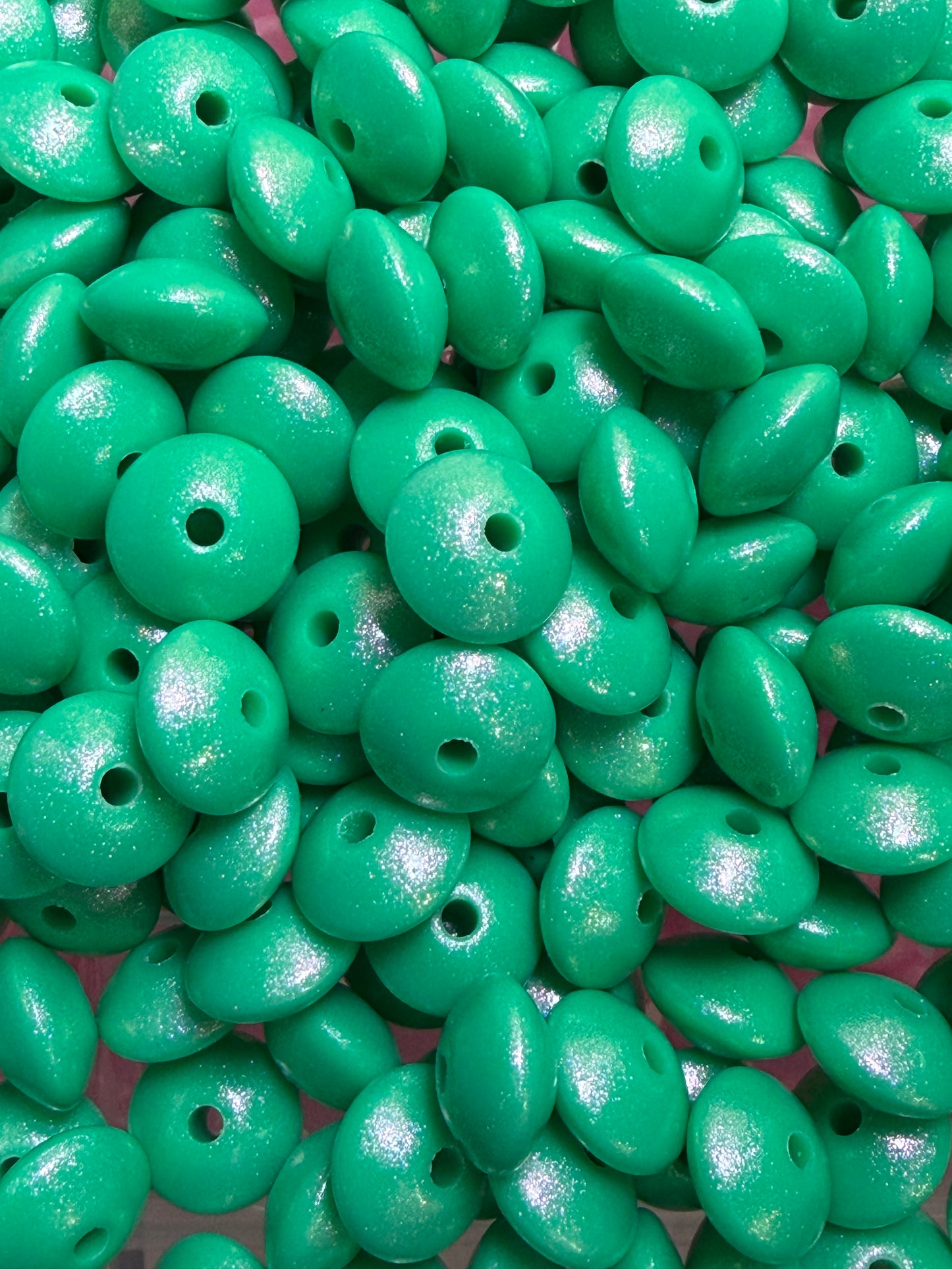 12mm Lentil Opal Seafoam Silicone Bead, Pearl Lentil