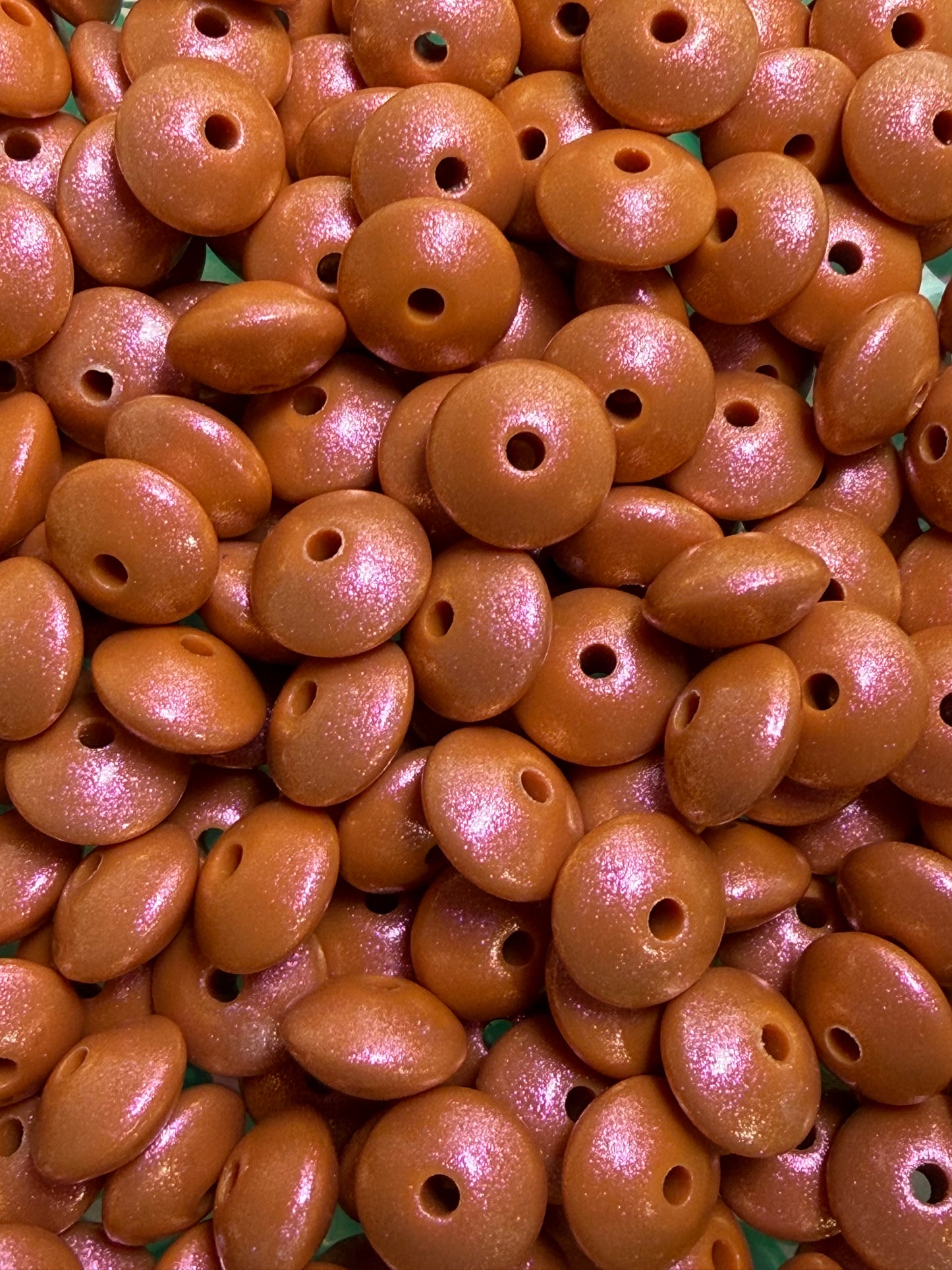 12mm Lentil Opal Yam Silicone Bead, Pearl Lentil