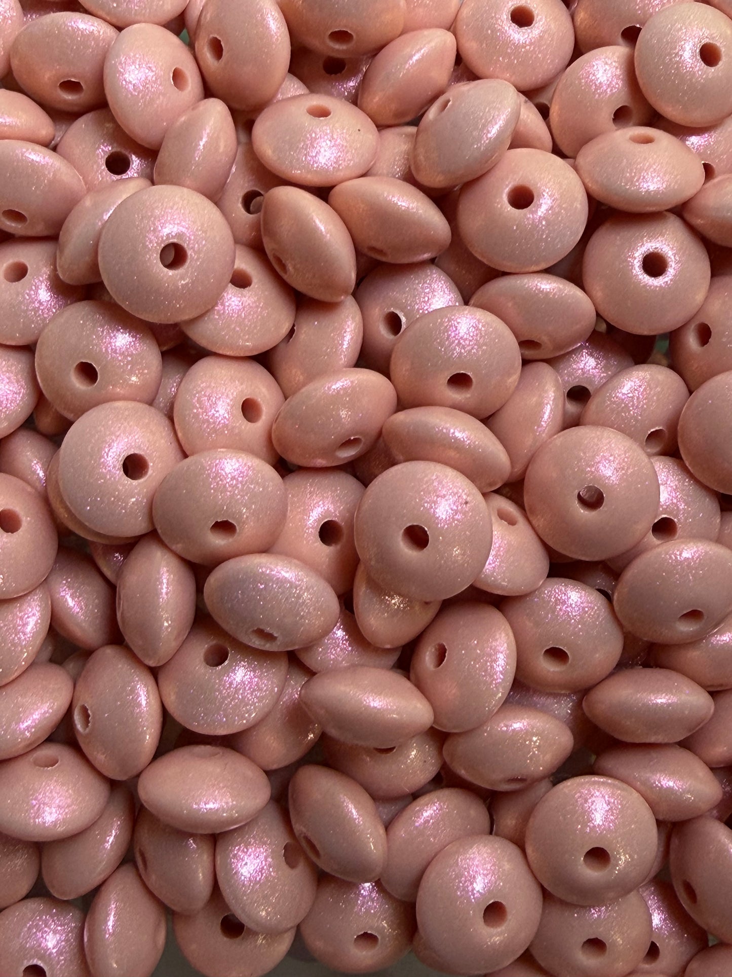 12mm Lentil Opal Champagne Silicone Bead, Pearl Lentil