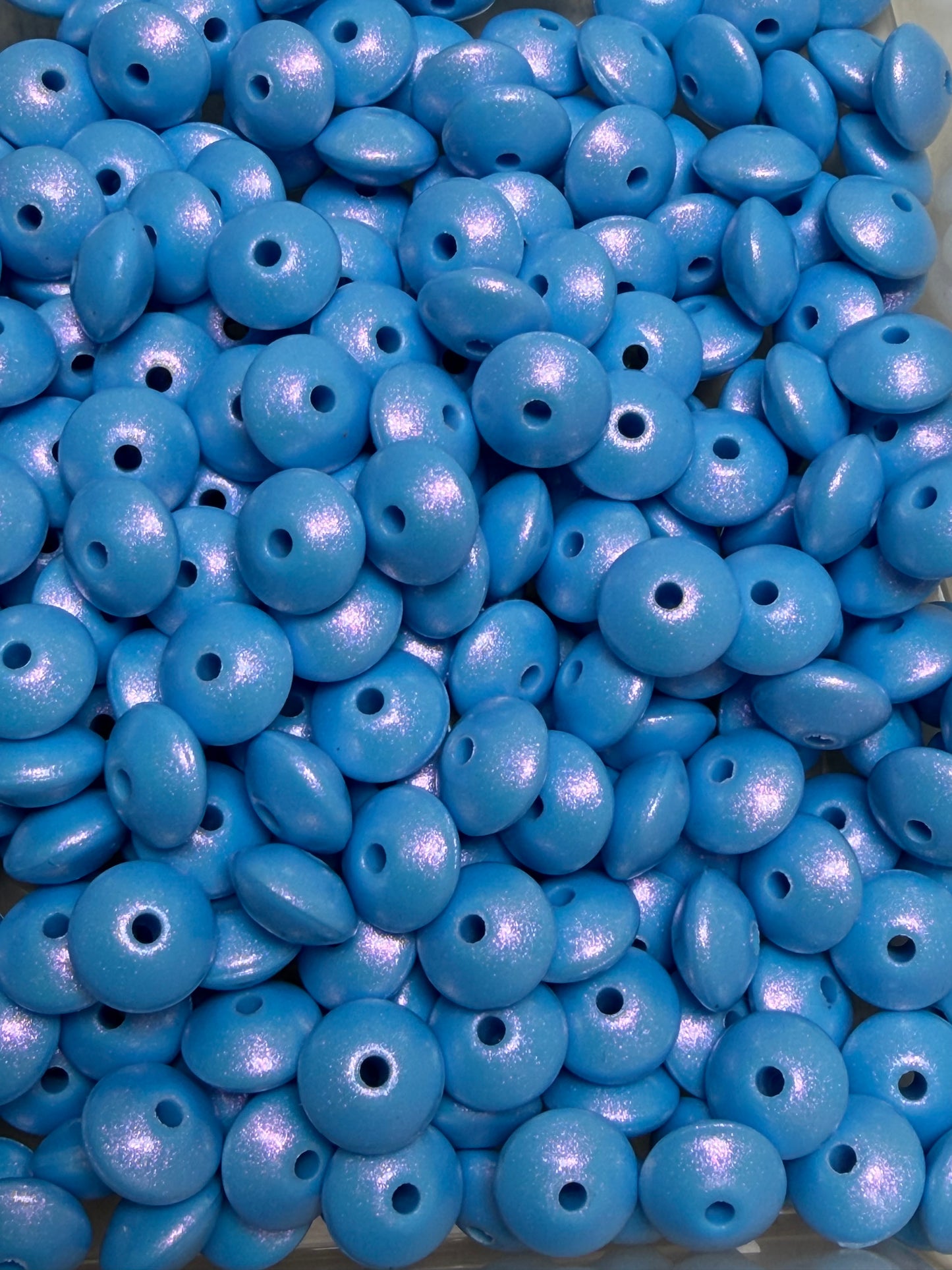 12mm Lentil Opal Azure Silicone Bead, Pearl Lentil
