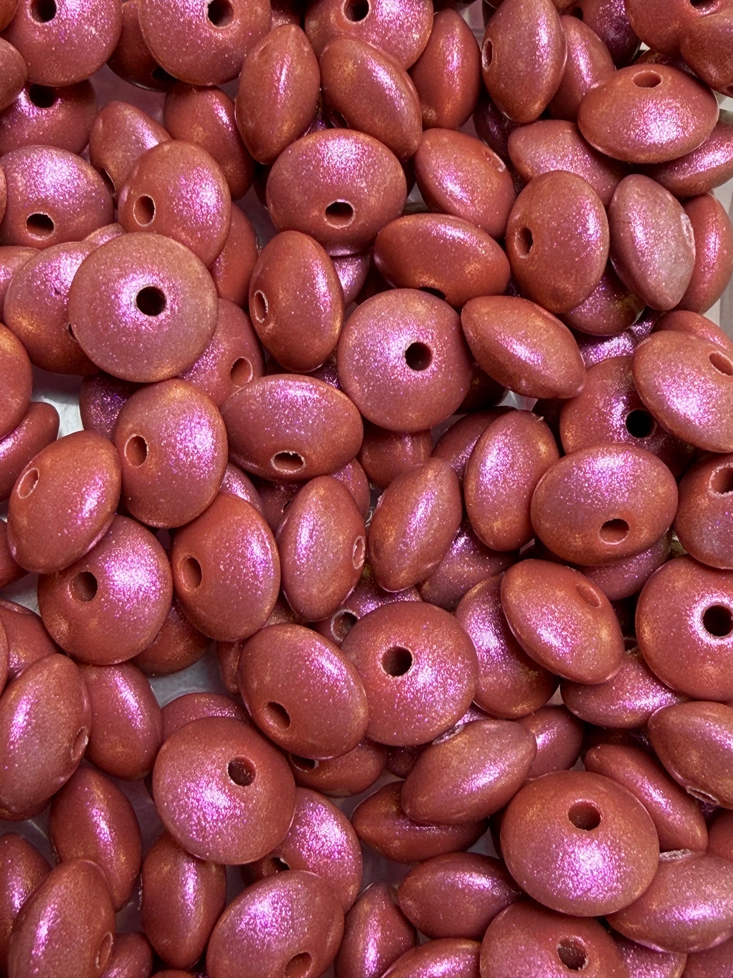 12mm Lentil Opal Rust Silicone Bead, Pearl Lentil