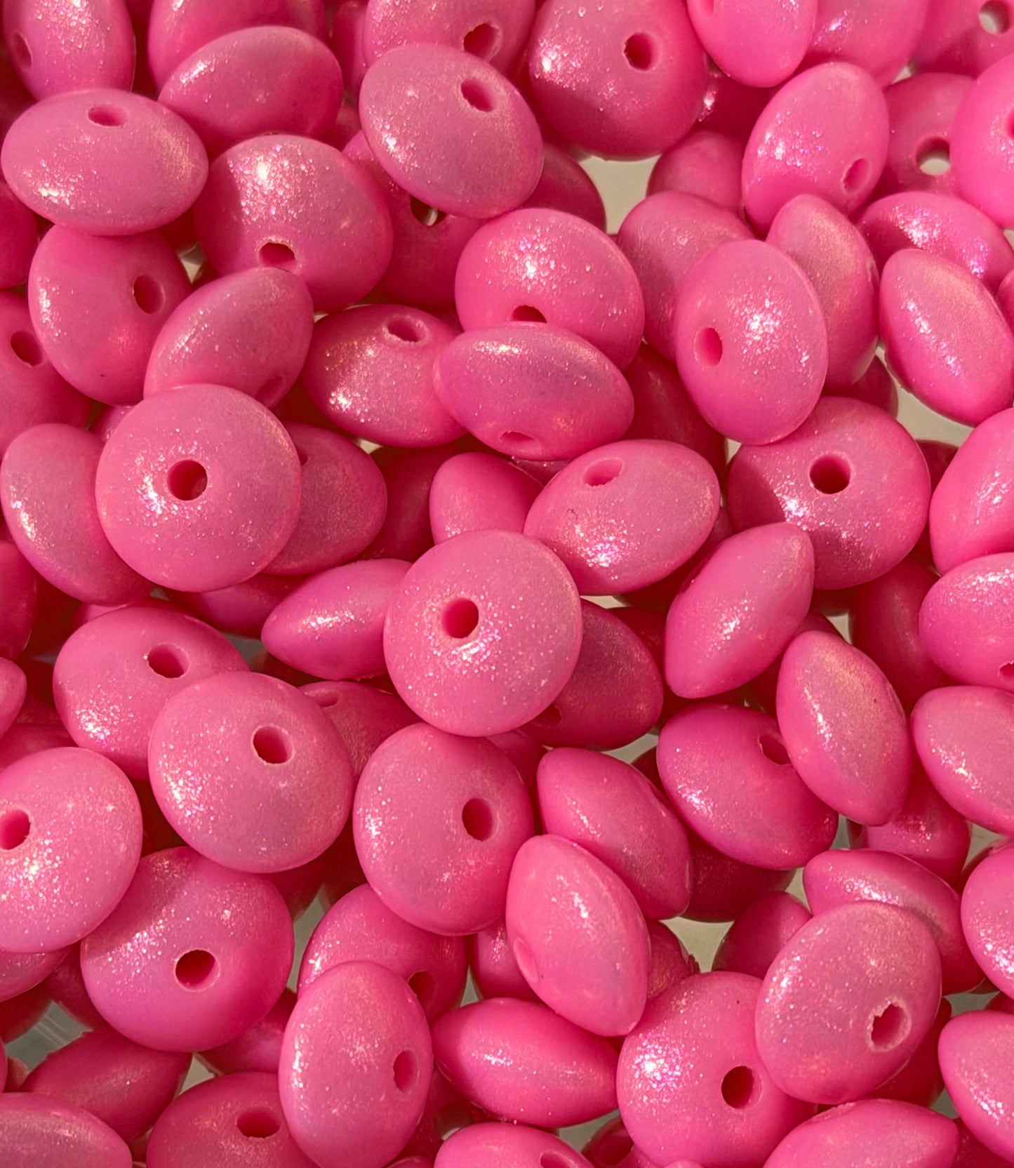 12mm Lentil Opal Bubblegum Silicone Bead, Pearl Lentil