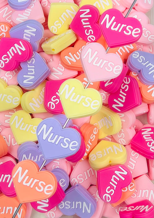 Heart Nurse Silicone Focal Bead, Nurse Focal Bead
