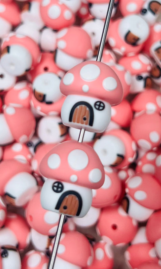 3D Mushroom House Focal Bead, **NOT FOR TEETHING** 3D Food Focal Bead