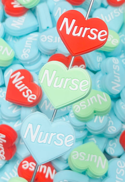 Heart Nurse Silicone Focal Bead, Nurse Focal Bead