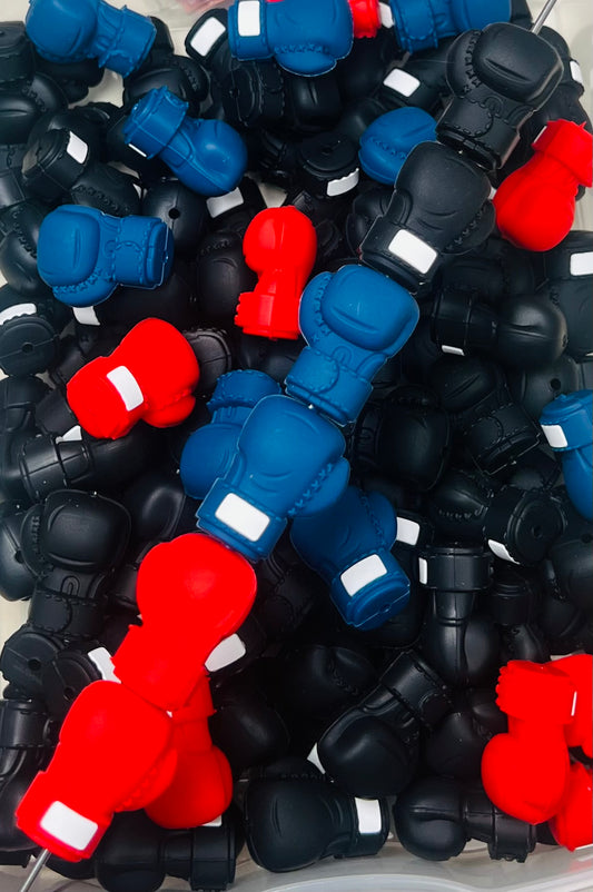 3D Boxing Glove Focal Bead, **NOT FOR TEETHING** 3D Sports Focal Bead