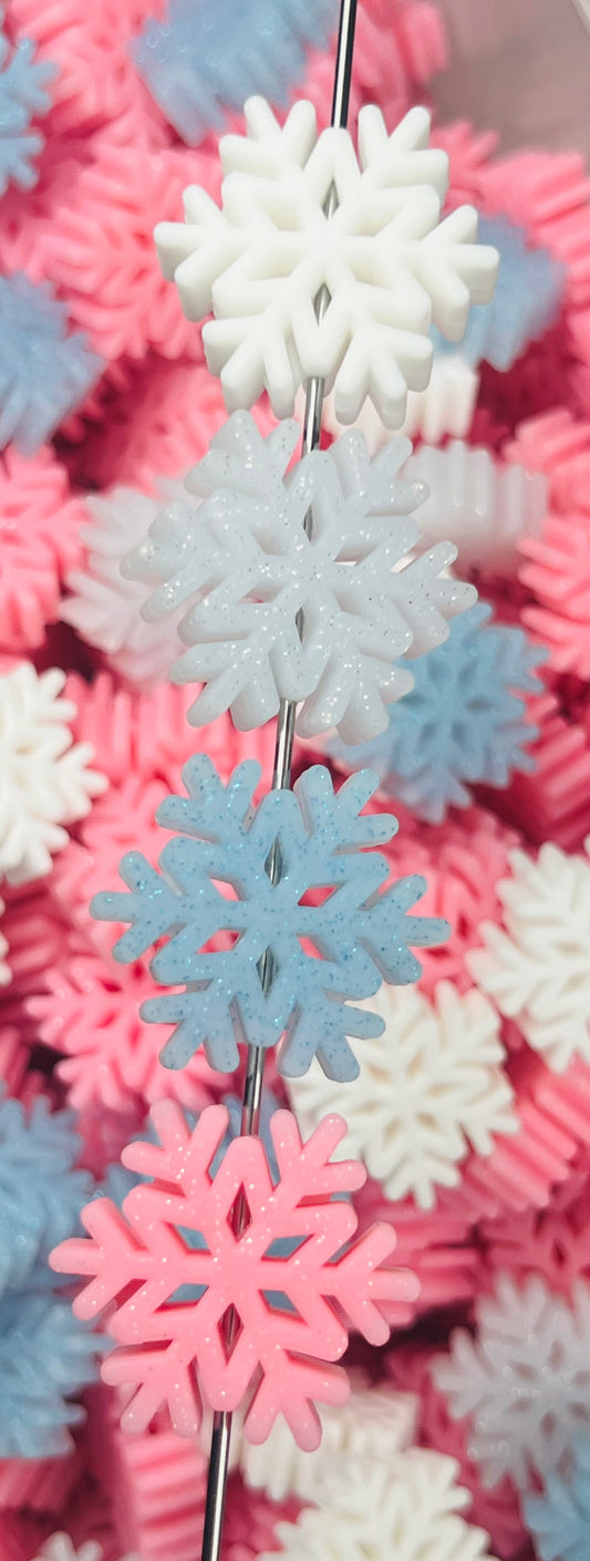 3D Snowflake EXCLUSIVE Silicone Focal Bead, Christmas Silicone Bead, Winter Silicone Bead