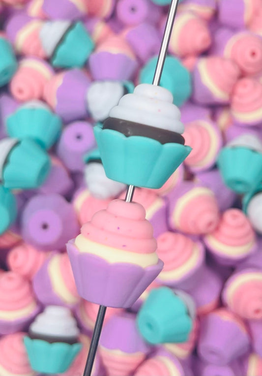 3D Cupcake Focal Bead, **NOT FOR TEETHING** 3D Food Focal Bead