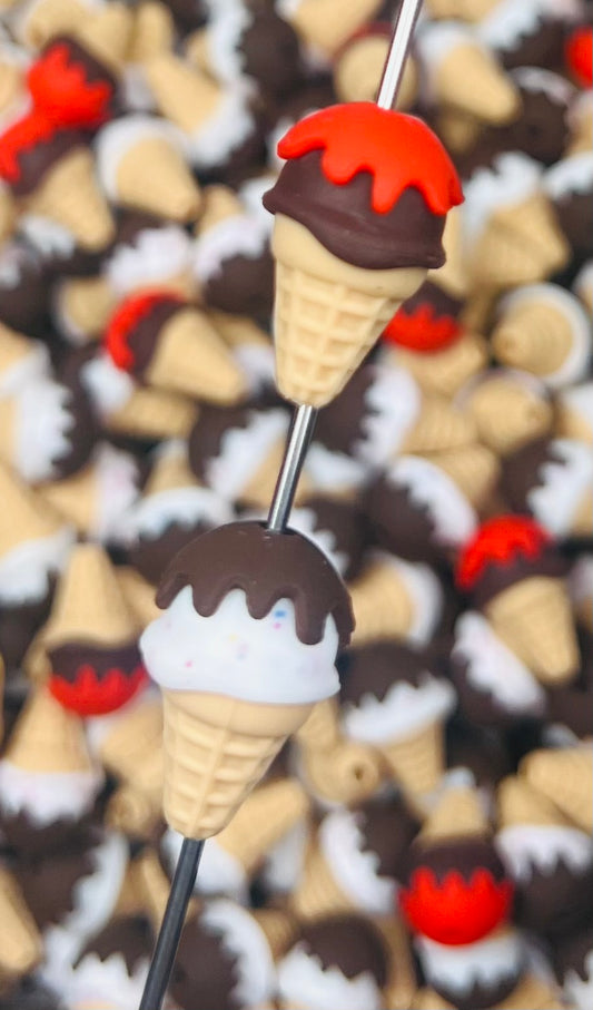 3D Sugar Waffle Cone Focal Bead, **NOT FOR TEETHING** 3D Food Focal Bead