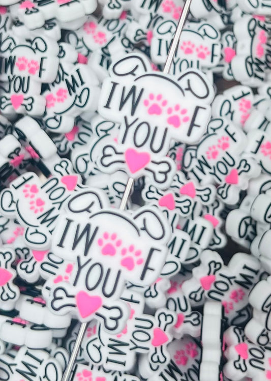 Discontinued- I Woof You Focal Silicone Bead, Shape Focal Silicone Bead