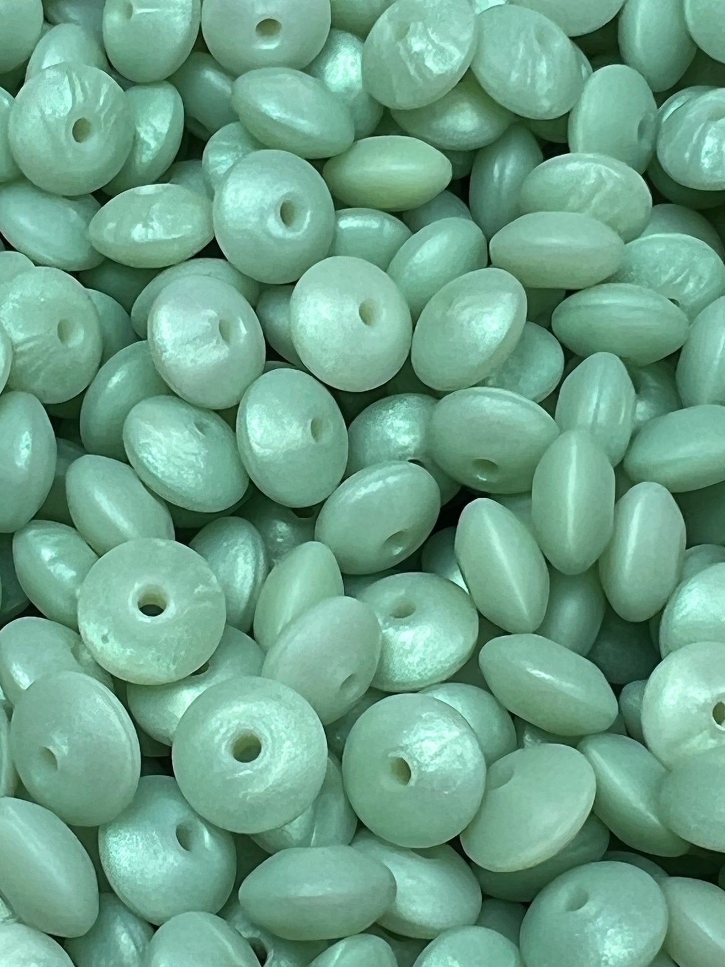 12mm Lentil Solid Pearl Spring Green Silicone Beads
