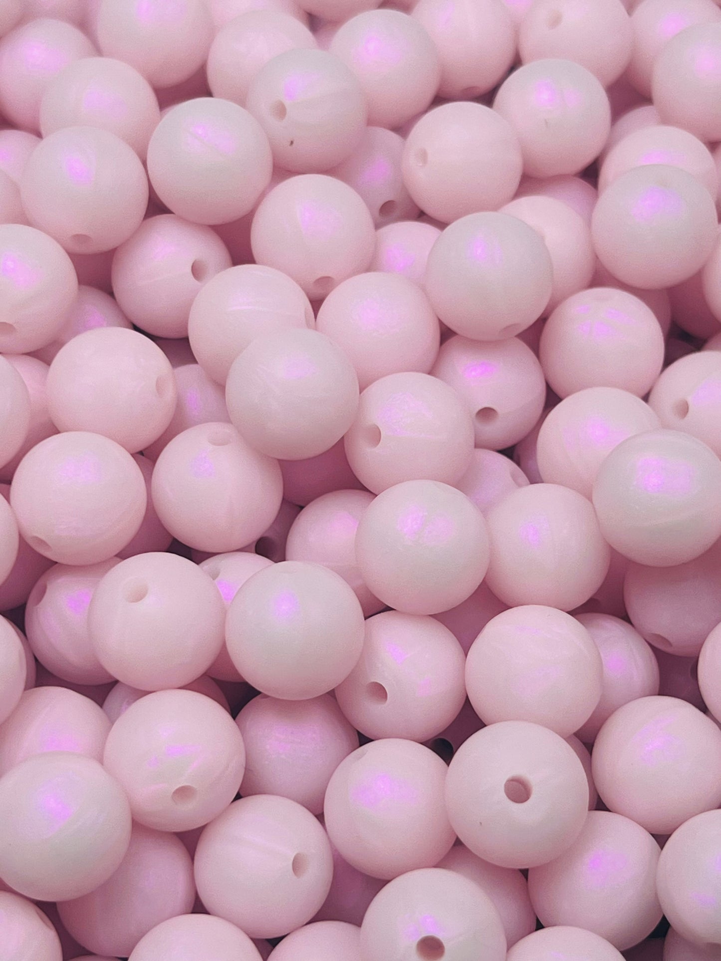 12mm Round Solid Iridescent Pink Silicone Bead