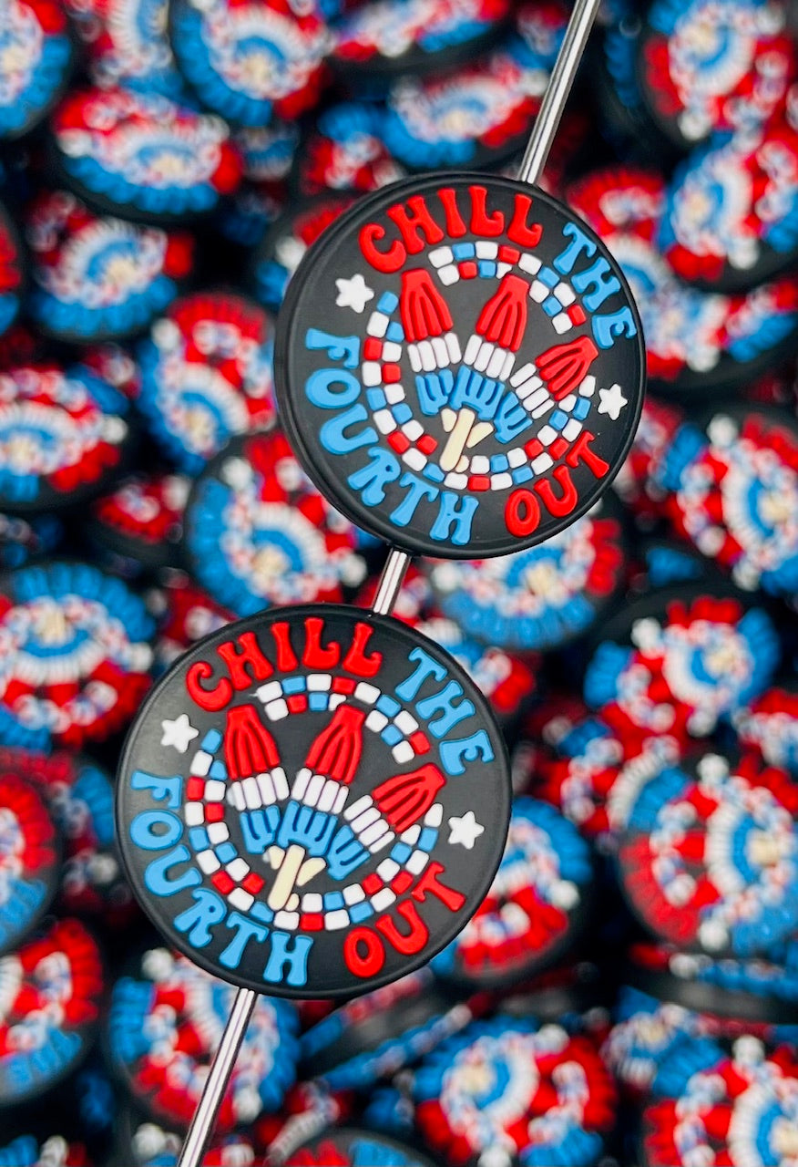 U- Chill the Fourth Out EXCLUSIVE Silicone Focal Bead,  USA Silicone Bead