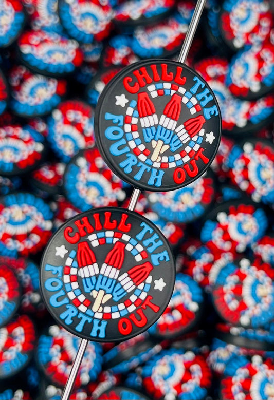 Chill the Fourth Out EXCLUSIVE Silicone Focal Bead,  USA Silicone Bead
