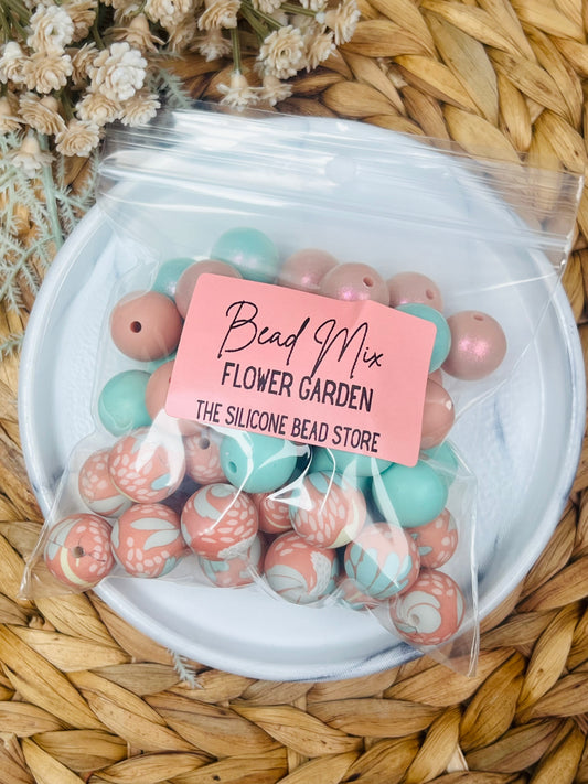 *Bead Mix- Flower Garden Mix Silicone Bead Mix, Flower Bead Mix