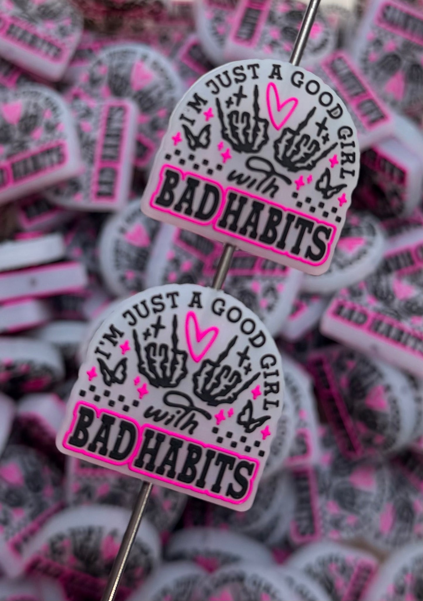 Q- I'm Just A Good Girl With Bad Habits Focal Bead, Quote Focal Bead