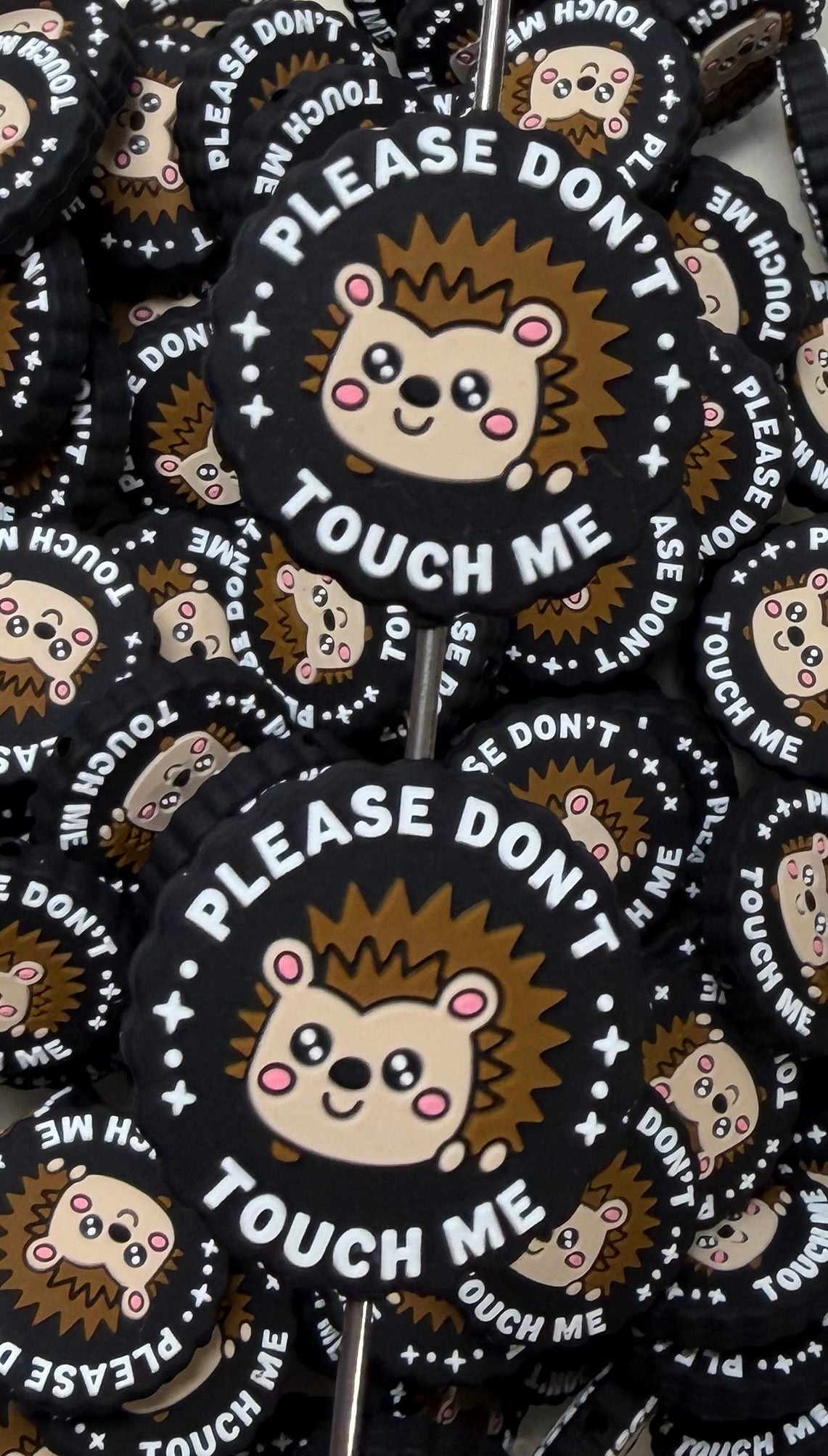 Q- Please Don't Touch Me Focal Bead, Quote Focal Bead