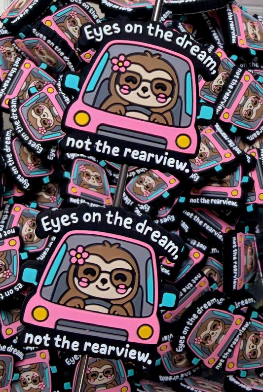 Q- Eyes On The Dream Not The Rearview, Quote Focal Bead