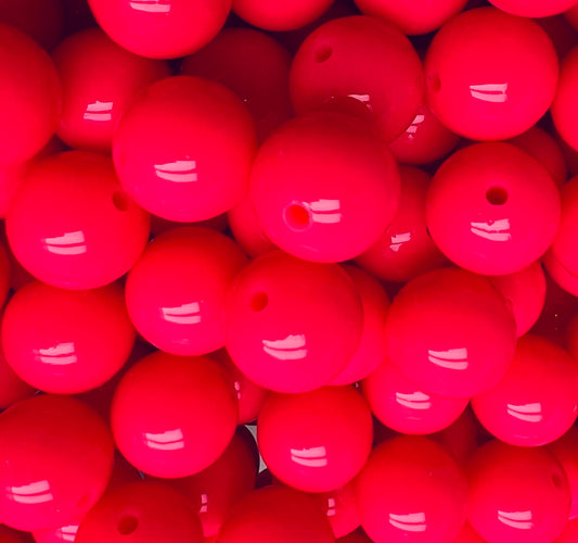 15mm Liquid Neon Pink Round Silicone Beads