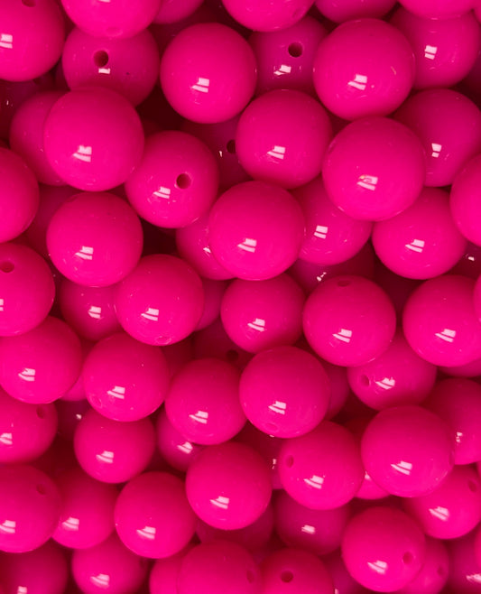 15mm Liquid Hot Pink Round Silicone Beads