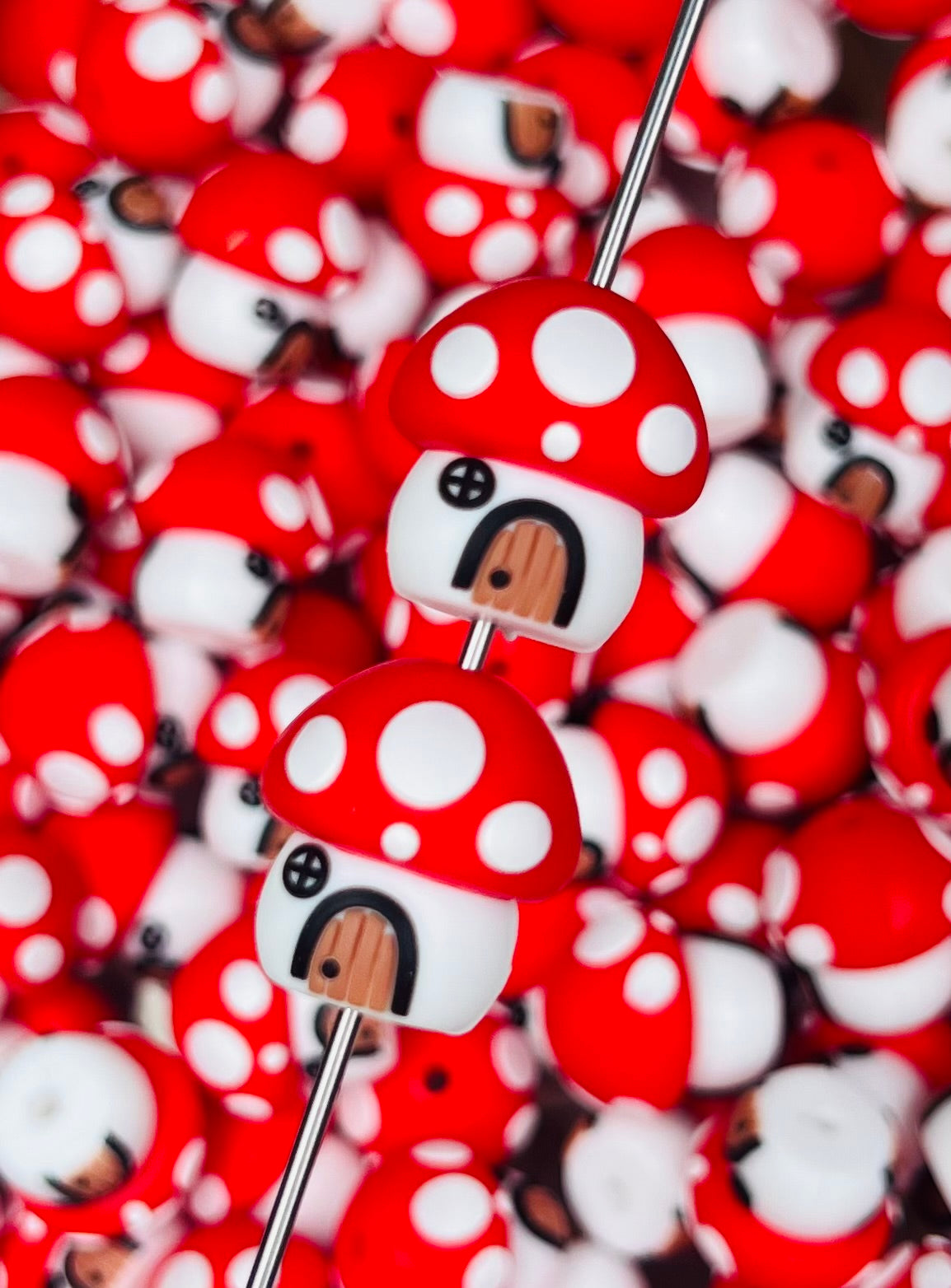 3D Mushroom House Focal Bead, **NOT FOR TEETHING** 3D Food Focal Bead