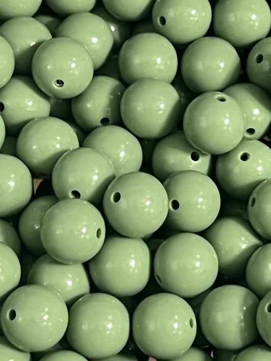 15mm Liquid Sage Round Silicone Beads