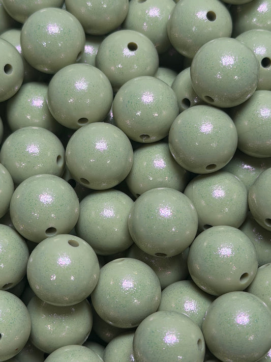15mm Opal Pistachio Round Silicone Beads