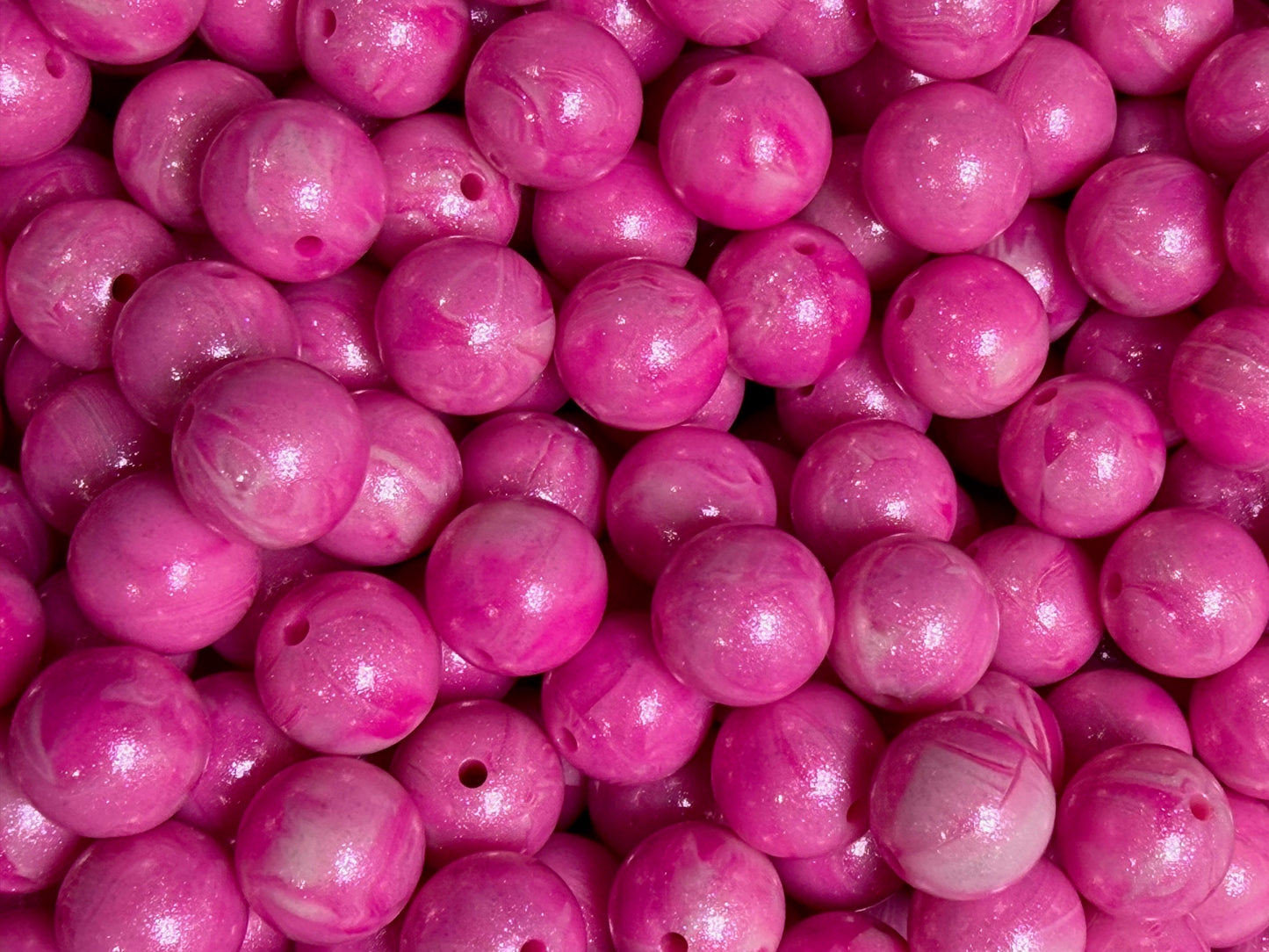 15mm Opal Pink Marble Round Silicone Beads