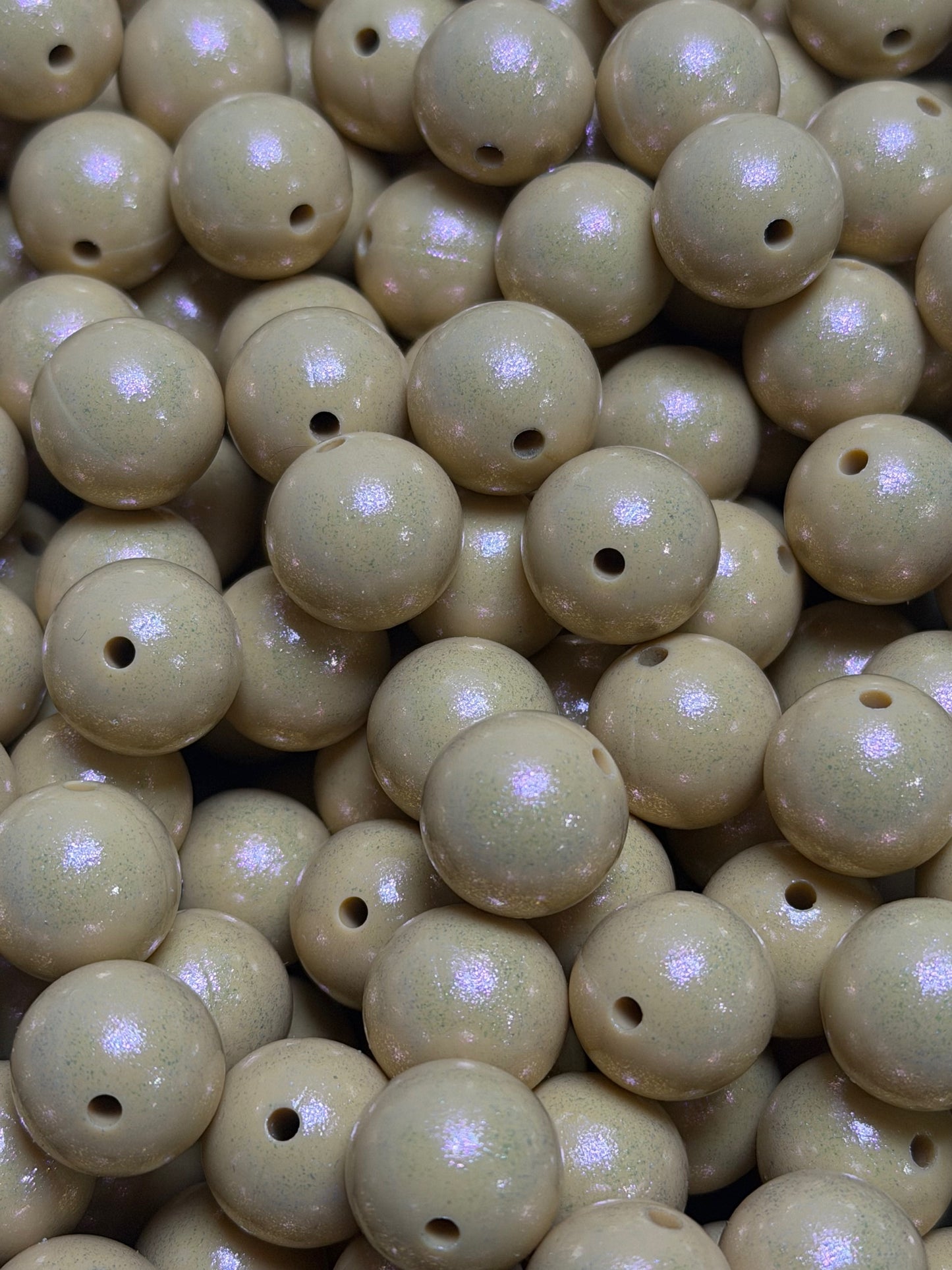 15mm Opal Oatmeal Round Silicone Beads