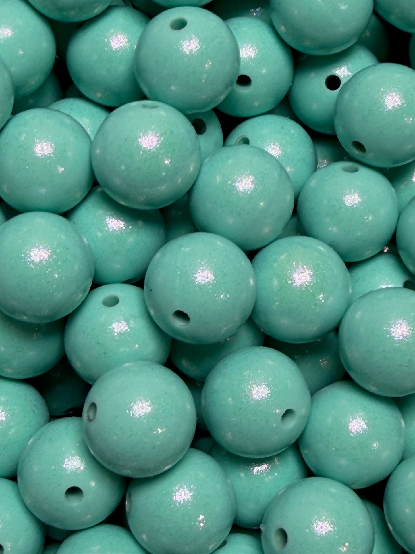 15mm Opal Light Turquoise Round Silicone Beads