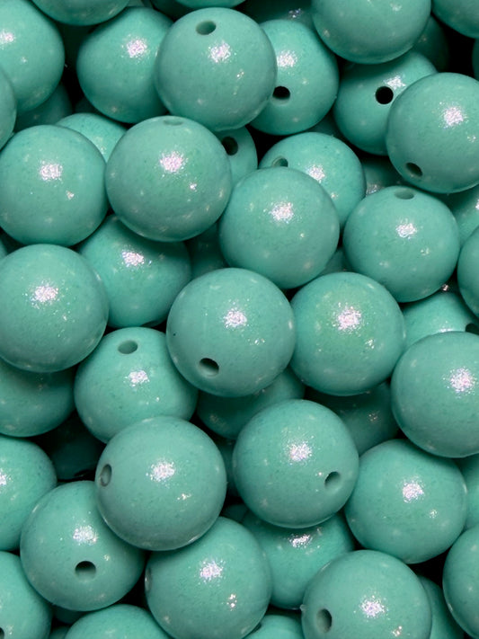 15mm Opal Light Turquoise Round Silicone Beads