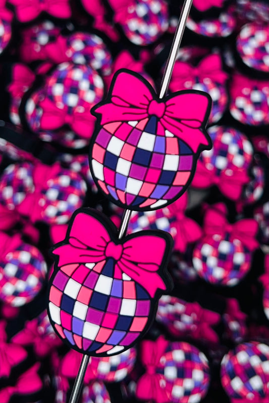 M- DISCO Bow Silicone Focal Bead, Ribbon Silicone Bead, Bow Shape Silicone Bead