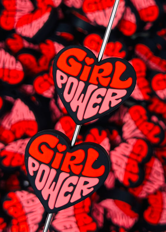 Q- Girl Power Silicone Focal Bead, Quote Silicone Bead