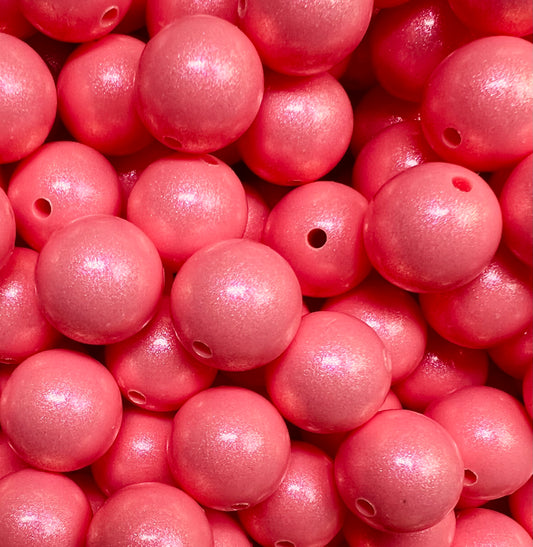 15mm Opal Flamingo Pink Round Silicone Beads