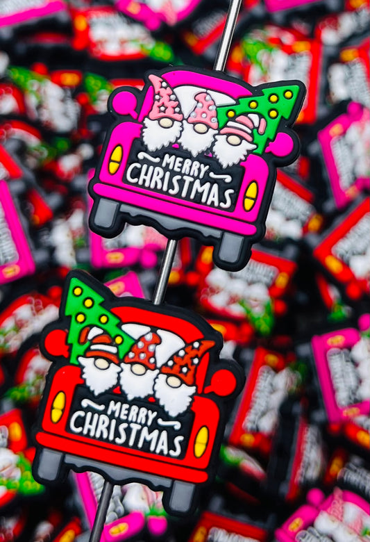 Gnome Christmas Truck Focal Bead, Christmas Silicone Bead Truck Shape Silicone Bead