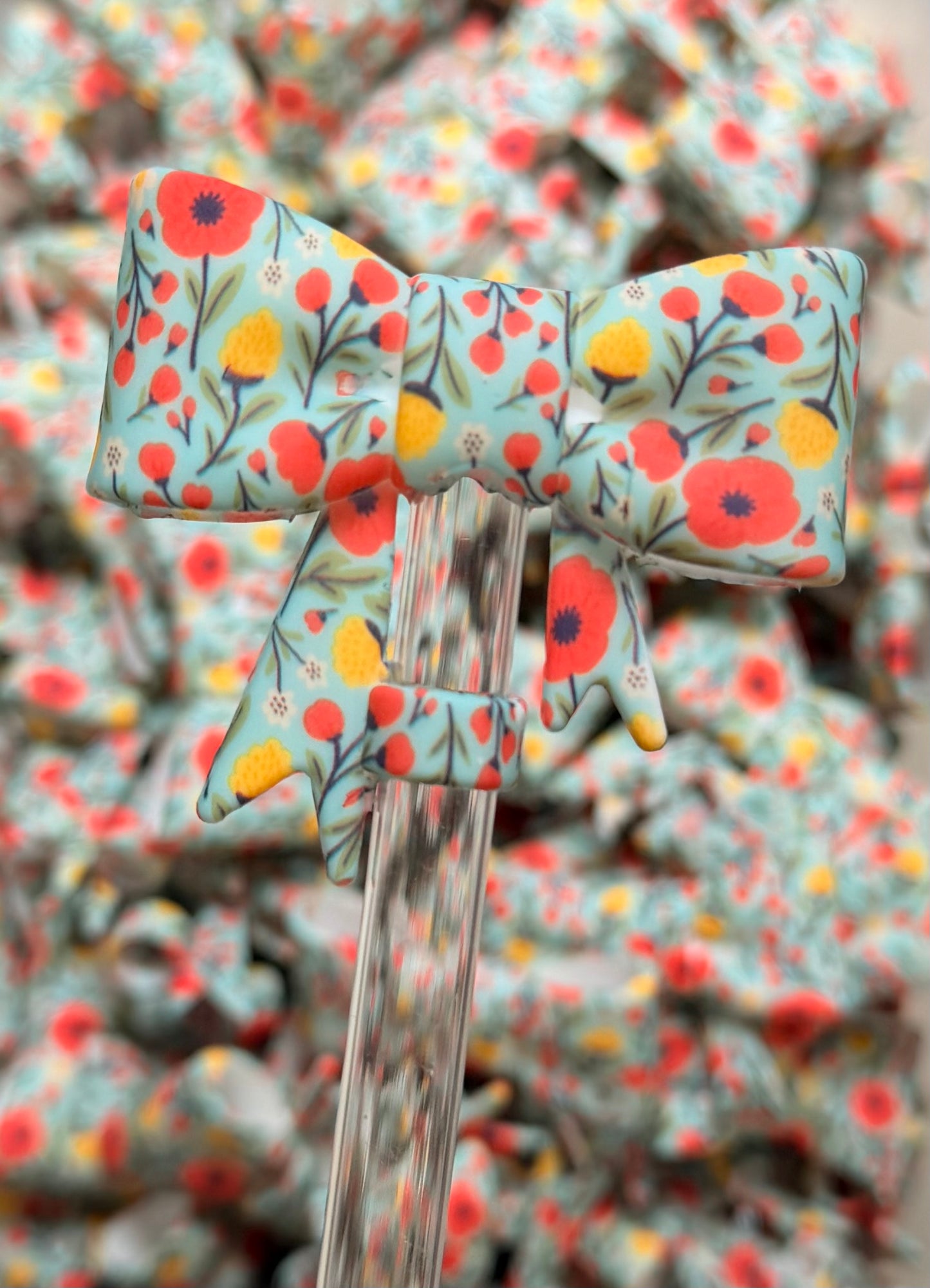 Y- Straw Topper - Bow EXCLUSIVE Poppies Silicone Tumbler Accessory