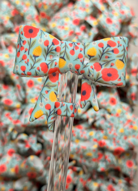 Y- Straw Topper - Bow EXCLUSIVE Poppies Silicone Tumbler Accessory