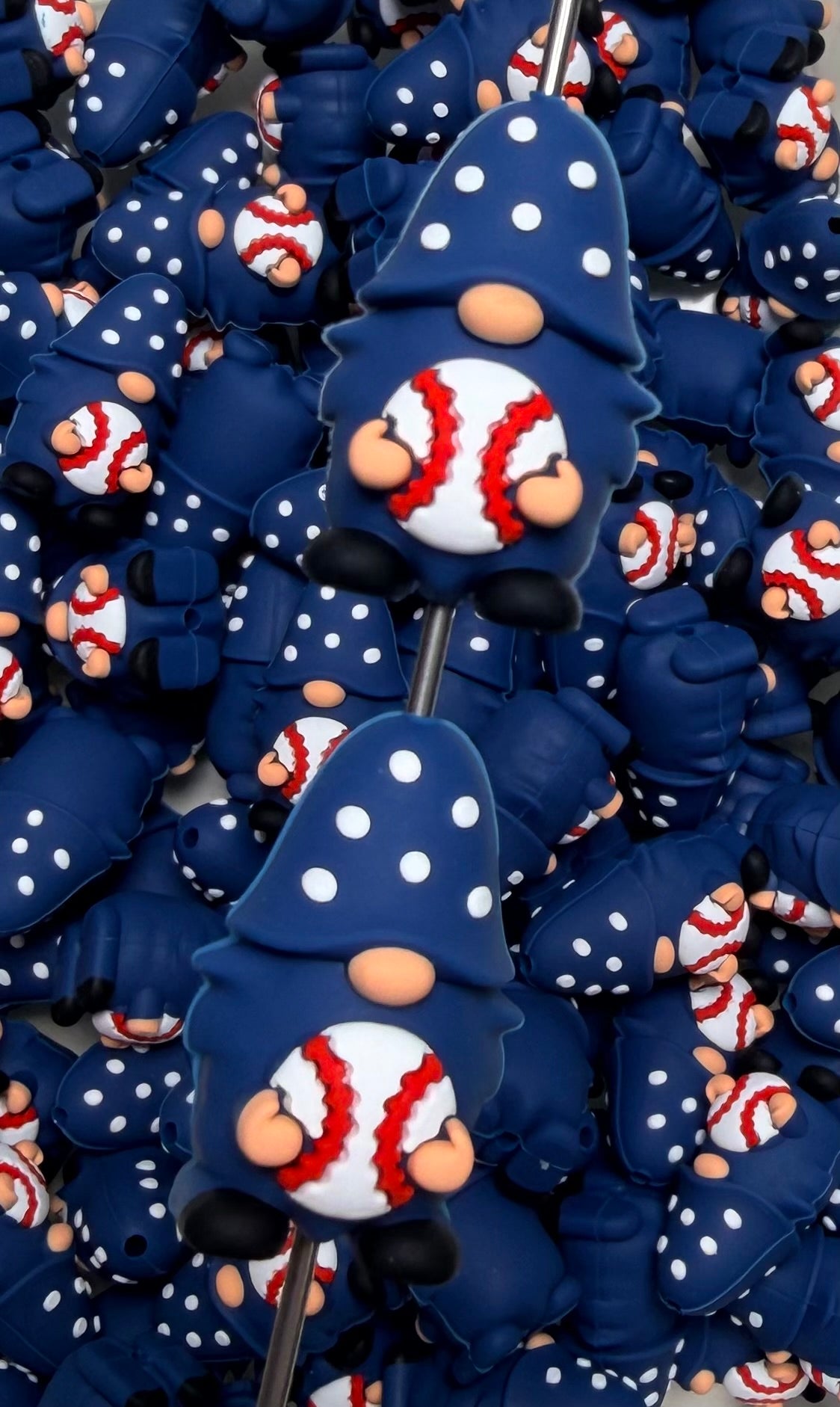3D Baseball Gnome Focal Bead, 3D Sports Focal Bead