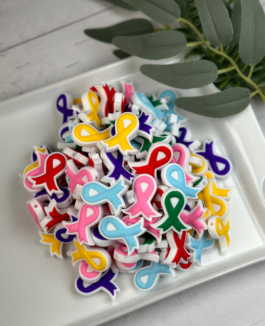 Awareness Ribbon Focal Bead, Health Silicone Bead