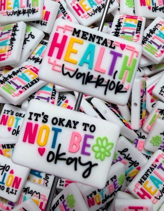 Q- Mental Health Warrior Focal Bead, Quote Focal Beads