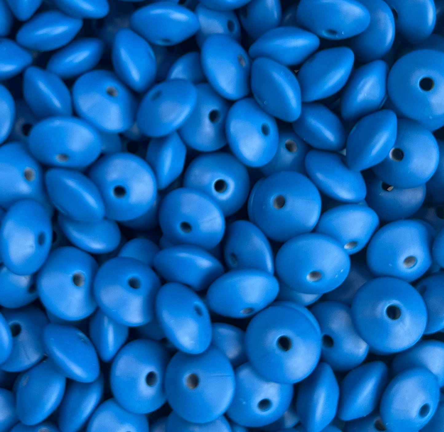 12mm Lentil Solid Blueberry Silicone Beads