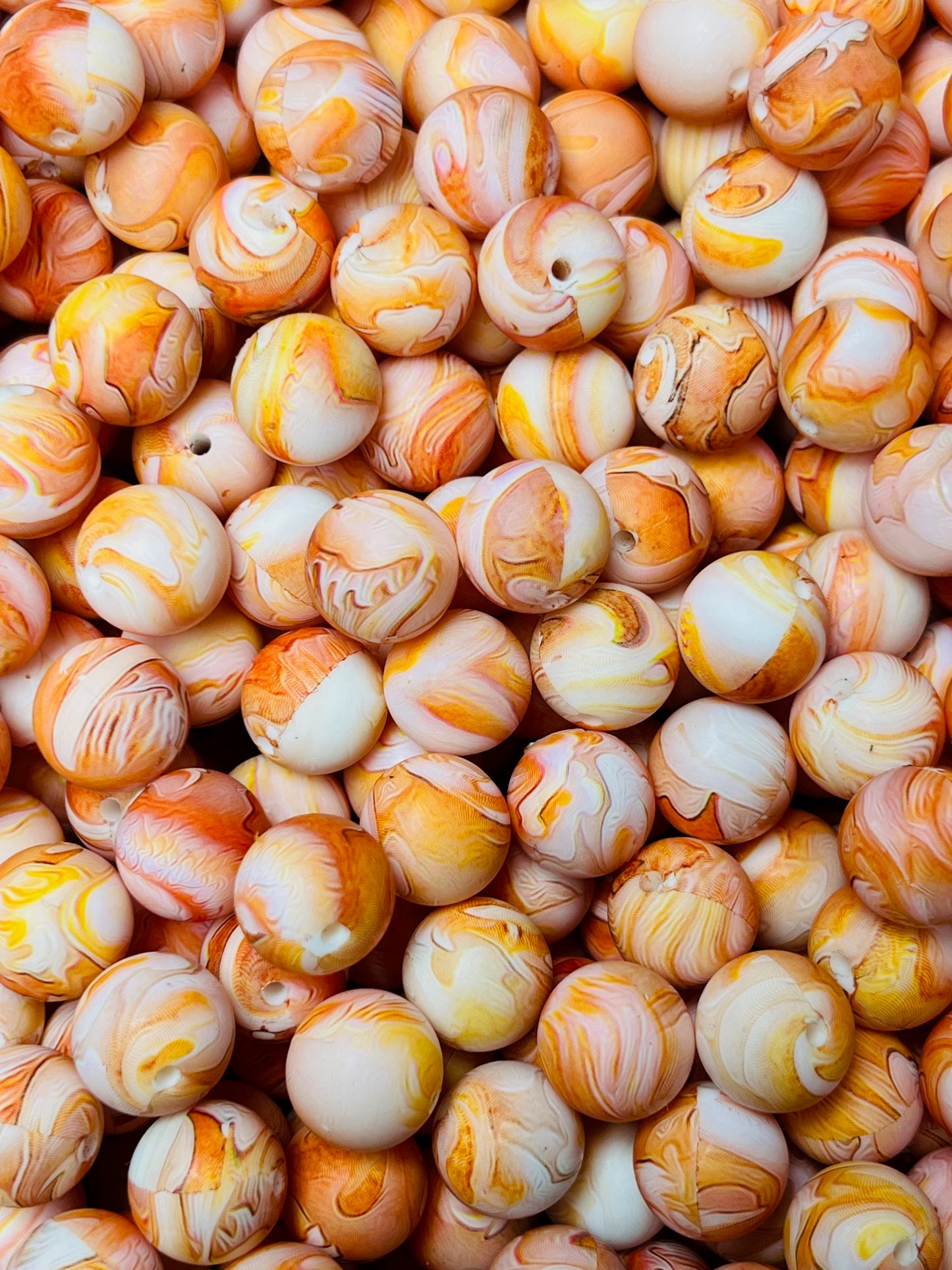 15mm Print Autumn Marble Round Silicone Beads