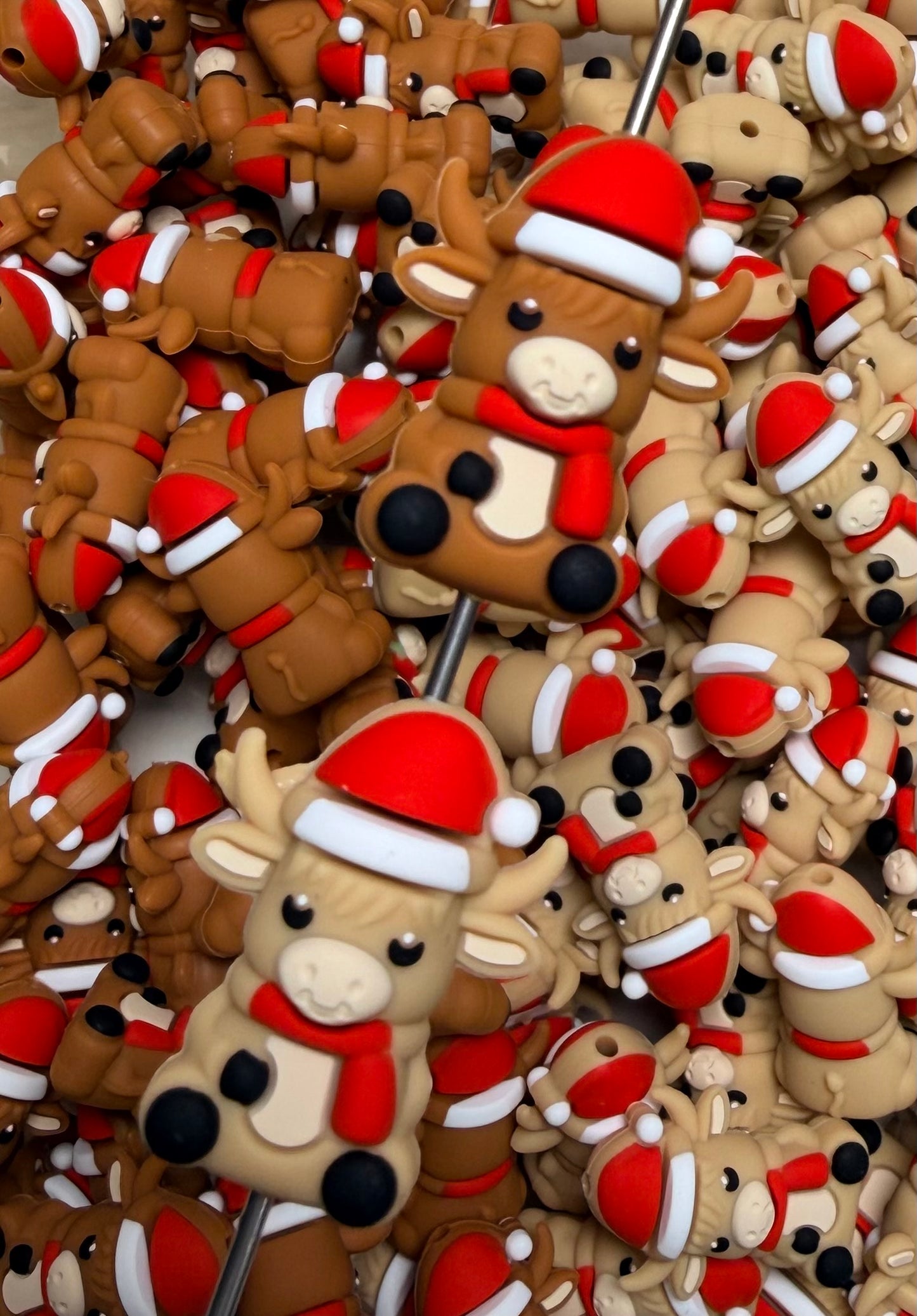3D Christmas HIGHLAND Cow Focal Bead, 3D Christmas Focal Bead