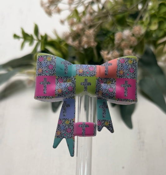 Y- Straw Topper - Faith Bloom Bow, Tumbler Accessory