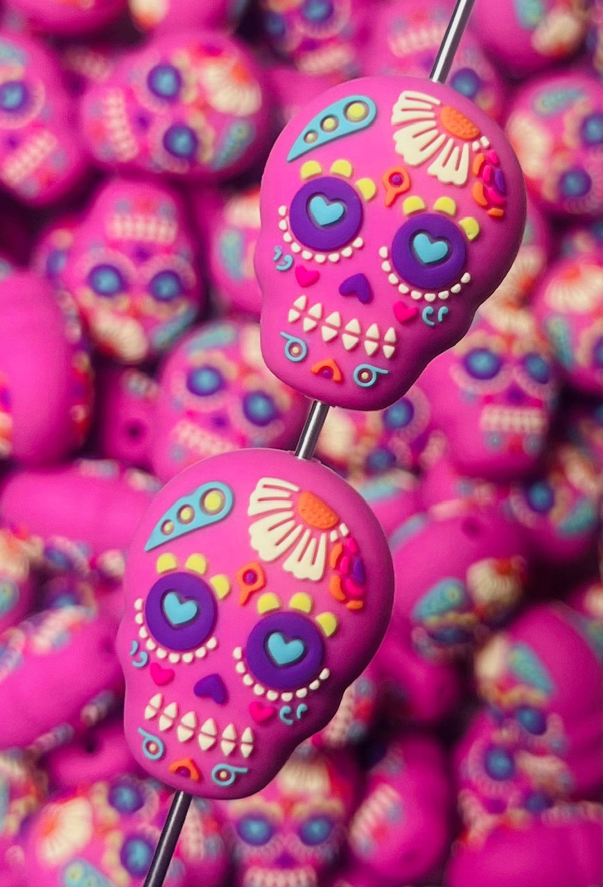 3D Sugar Skull Focal Bead, **NOT FOR TEETHING** 3D Skull Focal Bead